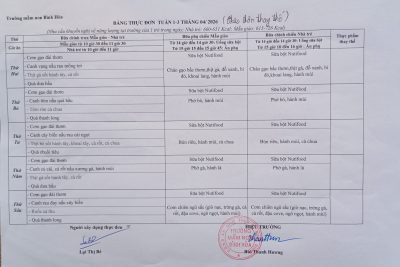 THỰC ĐƠN THAY THẾ THÁNG 4/2026