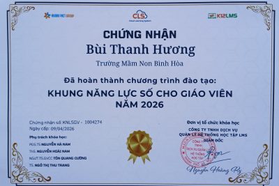 100% Cán bộ, giáo viên Trường Mầm non Bình Hòa đã hoàn thành chương trình đào tạo “Khung năng lực số cho giáo viên” năm 2026