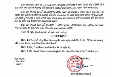 Công khai bổ sung dự toán ngân sách lần 1 năm 2026