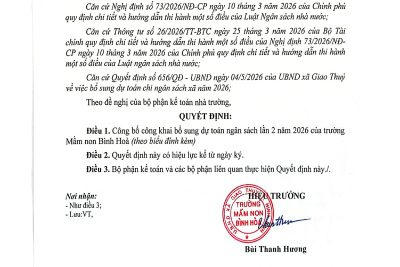 Công khai bổ sung dự toán ngân sách lần 2 năm 2026
