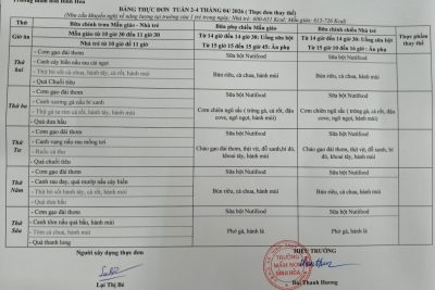 THỰC ĐƠN THAY THẾ THÁNG 4/2026