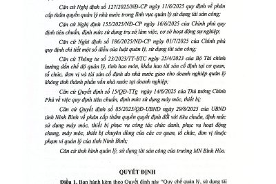 QUY CHẾ QUẢN LÝ VÀ SỬ DỤNG TÀI SẢN CÔNG NĂM 2026