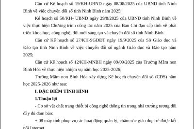 Kế hoạch thực hiện nhiệm vụ ứng dụng Công nghệ  thông tin, chuyển đổi số, thống kê giáo dục năm học 2025 – 2026