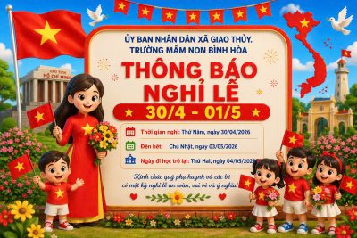 THÔNG BÁO NGHỈ LỄ 30/4 VÀ 01/5